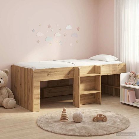 vidaXL Hochbett für Kinder Artisan-Eiche 90 x 200 cm Holzwerkstoff (1/5)