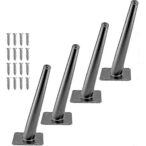 Quatre pieds de meuble de 20 cm, pieds fuselés en métal, style médiéval mat. (1/5)