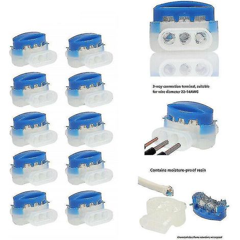 Lot de 20 connecteurs de câble remplis de gel, connecteurs à 3 fils, connecteurs électriques en boîtier 314 pour tondeuses automobiles (1/3)