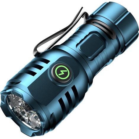 Petite lampe de poche LED rechargeable ultra lumineuse 6000 lumens, type C rechargeable, 4 perles puissantes, 8 modes d'éclairage et longue durée de vie, étanche, pour camping, randonnée, urgences en (1/5)