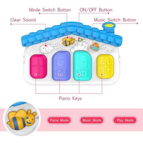 Tapis d'éveil et de gymnastique avec Piano 2 en 1 pour bébés de 0 à 36 mois - Type 5 (1/4)