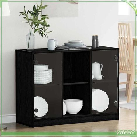 Buffet - 3329302 - Chêne noir - Bois d'ingénierie - Portes en verre (1/5)