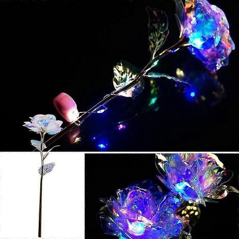 Rose Galaxie 24 carats avec ou sans lumière - Cadeau idéal pour la Saint-Valentin, un anniversaire ou un mariage (1/3)