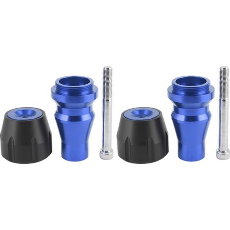 Lot de 2 Protège-cadre coulissant pour moto universel, embout d'échappement 10mm en acier inoxydable bleu (1/5)