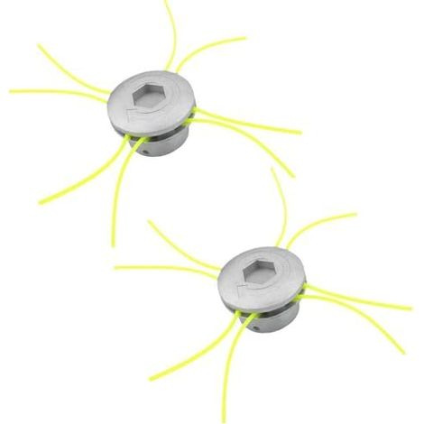 Tete de Coupe Debroussailleuse, 2 pièces Aluminium Fils Tête Coupe-Bordure, 8 Lignes Debroussailleuse Universelle pour Jardin Accessoires Tondeuse à Gazon argent m茅tallique - (1/5)