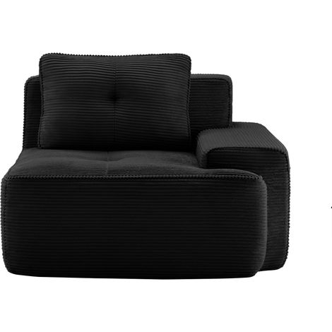 Assise Profonde 74 cm Velours Côtelé Canapé Modulaire Noir pour Salon et Détente Famille et Animaux (1/5)