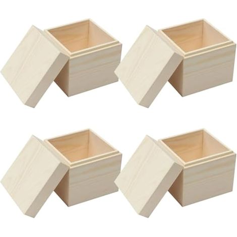 Boîte en bois avec couvercle supérieur 9,6 x 9,6 x 8 cm (1/5)