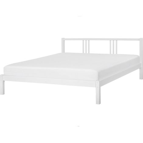 Cama de madera de pino blanca 180 x 200 cm con somier estilo escandinavo Vannes