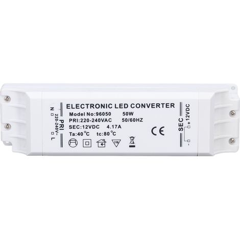 Pilote de LED 50W 12V 4,17a, Transformateur de Puissance, Alimentation à Courant Constant, AC pour Usage Domestique et Commercial (1/5)