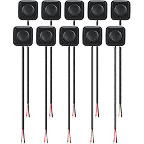 Lot de 10 mini-interrupteurs momentanés marche/arrêt à bouton-poussoir 12 V/24 V, montage en surface. (1/5)