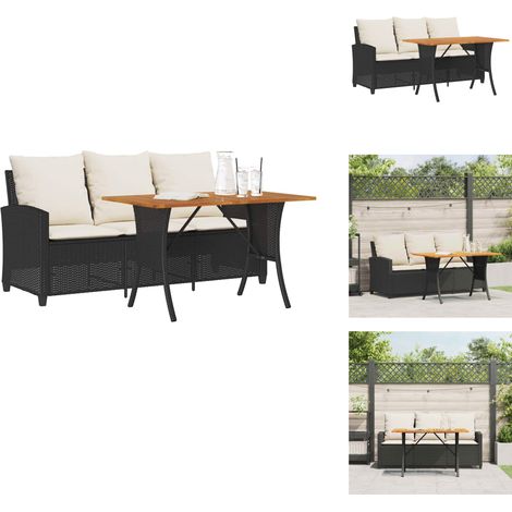 Canapé de jardin 3 places coussins et table noir résine tressée - Canapé De Jardin - Canapés De Jardin - Canapé D'extérieur - Salon De Jardin (1/5)