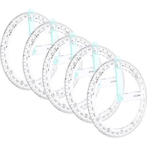 Lot de 5 rapporteurs circulaires, règle mesure, à dessin (1/5)
