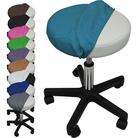 Drap housse de protection en éponge pour tabouret rond - Bleu turquoise - Vivezen (1/5)