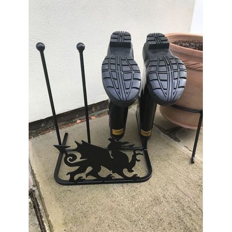 2 Pair Boot Rack - Welsh Dragon - Steel - L30.4 x W38 x H48.3 cm - Black