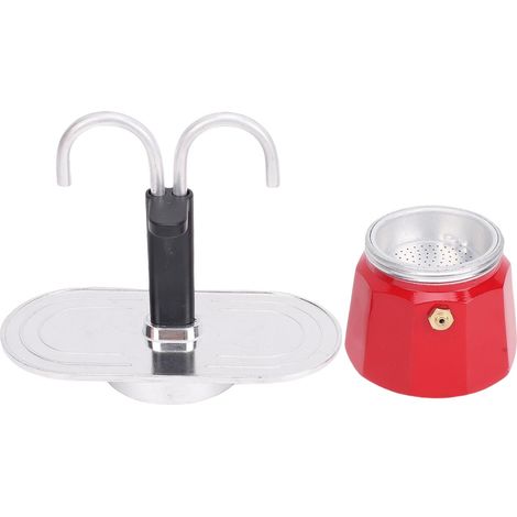 Cafetière Italienne à Double Tube - 2 Tasses en Alliage d'Aluminium Rouge (100ml) - Pour Voyage et Maison (1/5)