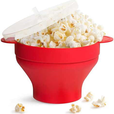 1 Pop-Corn, Poignées, Bol Pliable, Couvercle, Silicone, Micro-Ondes (1/5)