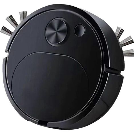 Aspiradora automática de bajo ruido, recargable, robot aspirador inteligente 3 en 1 para pelo, polvo y manchas, color negro.