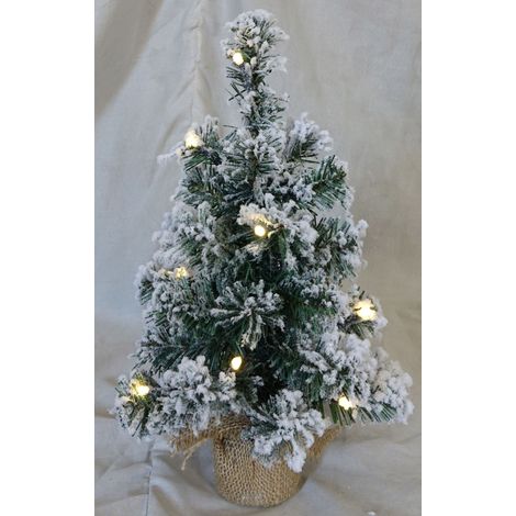 Árbol de Navidad Nevado 10 Luces Leds Cálidas 30cm