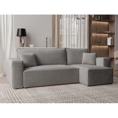 Ecksofa Schlafsofa Sofa ADARA in Stoff Centaur Grau Ottomane Rechts (1/4)