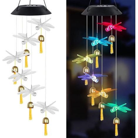 nergie Solaire Extrieur Color Couleur Changeante Vent Carillon Lampe Libellule Avec Cloche Dcoration De Jardin Led Lustre De Jardin (1/5)