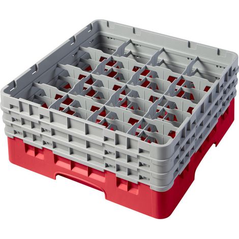 Casier de lavage haut max 17.4 cm - 50 x 50 x 22.5 cm - Rouge - Lot de 3 - Cambro