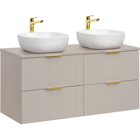 Doppelwaschtisch 120cm Adriel mit 4 Schubladen, Beige