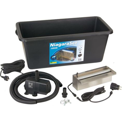 Ubbink – Cascade de jardin LED 30/60 cm – Alimentation 230V – Acier inoxydable – Pompe 2300l/h pour large lame d'eau (1/10)