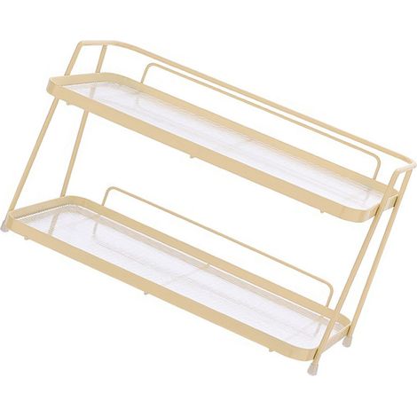 Set mit 2 Badezimmer-Ablagefächern, cremefarbenes, freistehendes Ablageregal, Kosmetikhalter (1/5)