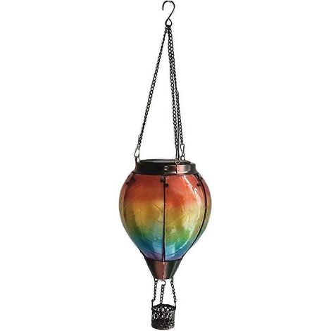 Solar-Außenlaterne in Form eines Heißluftballons mit Kerzenhalter zur Gartendekoration, hängende Solar-Außenlampe (1/5)