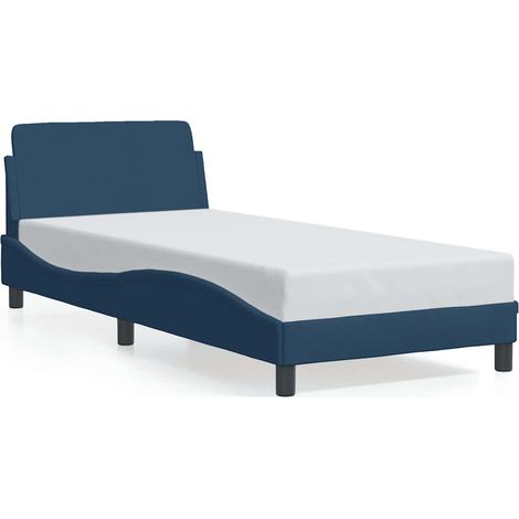 Estructura de cama con cabecero Dover tela azul 90x200 cm vidaXL (1/5)