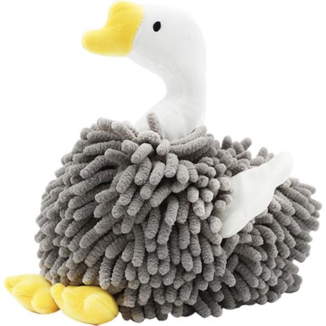 Serviette de Main Serviette Éponge en Forme de Cygne à Pompons Doux Accessoire Mignon Multifonction pour Salle de Bain ou Cuisine avec Peluche Absorbante pour Lavabo Campagne (1/5)