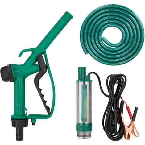 Dieselpumpe 12V, 30 L/min Elektrische Dieselpumpe Selbstansaugend Kraftstoffpumpe mit Düse und 5m Schläuchen, Absaugpumpe Förderung von Diesel Kerosin Wasser für LKW Traktoren Bagger Landwirtschaft
