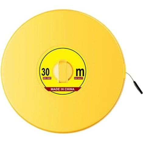 Mètre ruban étanche en cuir fibre de verre avec étui résistant aux chutes et lame résistante aux plis pour extérieur et intérieur (30 m)