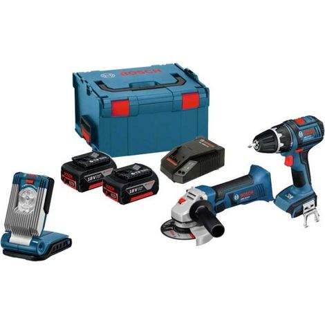 Kit meuleuse Bosch GWS 18 V-Li avec batterie lithium 18 V + perceuse-visseuse sans fil GSR 18 V-Li + lampe LED 0615990G11 (1/5)