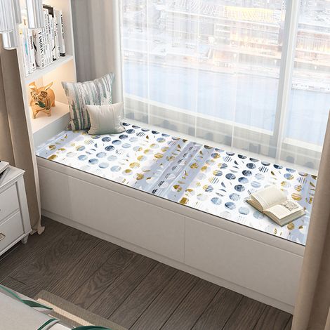 Bay Window Cushion, Nordic Luxury Style, Rectangular, Waterproof, Easy-to-Clean PVC Leather Cushion for Home and Bedroom - Luxury Gold Round - 50150cm