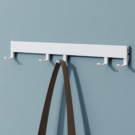 Mai & Mai Appendiabiti da Parete con 5 Ganci Scorrevoli, Attaccapanni da Muro in Alluminio Appendiabiti 40 cm per Cameretta, Ingresso, Cucina, Bianco Opaco, Stalo-10