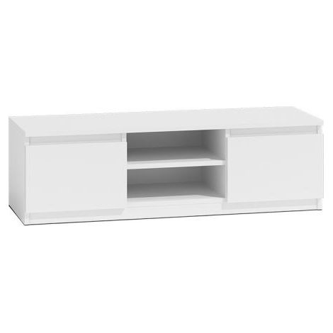 Hucoco – Meuble TV moderne 120 cm – 2 portes – 2 niches ouvertes – Matériaux de haute qualité – Conception simple – Profondeur 40 cm – Hauteur 36 cm (1/2)