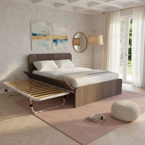 Letto matrimoniale 160x200 con rete estraibile e sollevabile - Olmo jerez scuro (1/5)
