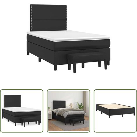 Matelas à ressorts ensachés - Sommier à lattes de lit avec matelas noir 120x190 cm similicuir (1/5)
