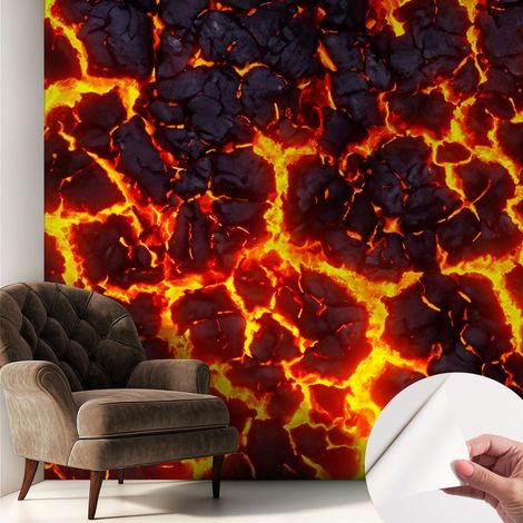 Papier peint adhésif décoratif avec colle pour salon chambre à coucher et bureau Design moderne et facile à poser Magma puissant 250x250 cm (1/5)