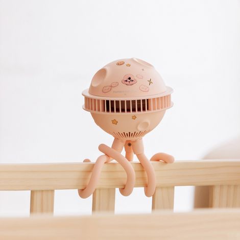 Ventilateur pour poussette pieuvre, ventilateur rafraîchissant sans pales, mini ventilateur portable, refroidissement à 360°, 4 vitesses, rechargeable par USB, sûr pour bébé (1/5)