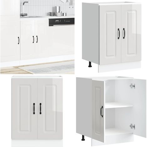vidaXL Meuble bas pour évier Kalmar blanc brillant 60x46x81,5 cm (1/5)