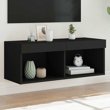 vidaXL Mueble para TV con luces LED negro 80x30x30 cm (1/5)