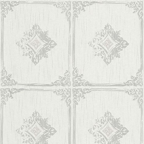 Carta da parati barocca Profhome 961991 Carta da parati tessile strutturata in stile barocco opaca beige grigio 5,33 m2