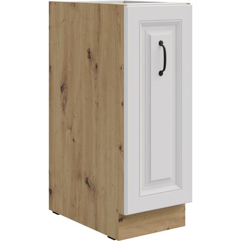 Unterschrank 30 Schrankauszug Stilo Weiß + Eiche Artisan Küchenzeile Küchenblock Küche Landhaus (1/5)