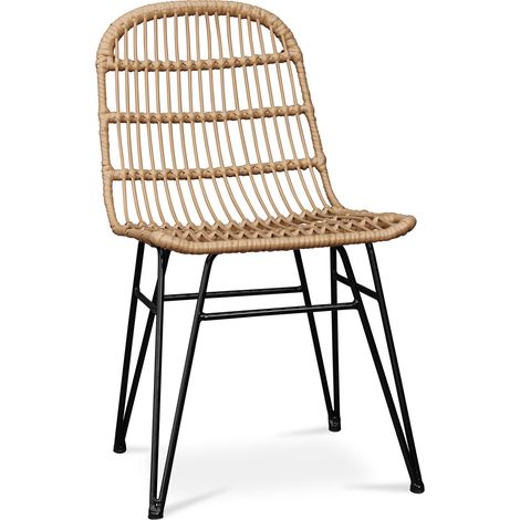 Sedia da pranzo in rattan - Stile Boho - Many Marrone scuro