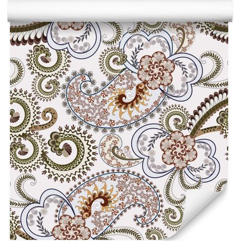 Papel pintado con estampado paisley colorido para salón y dormitorio, 50x1000 cm. (1/5)