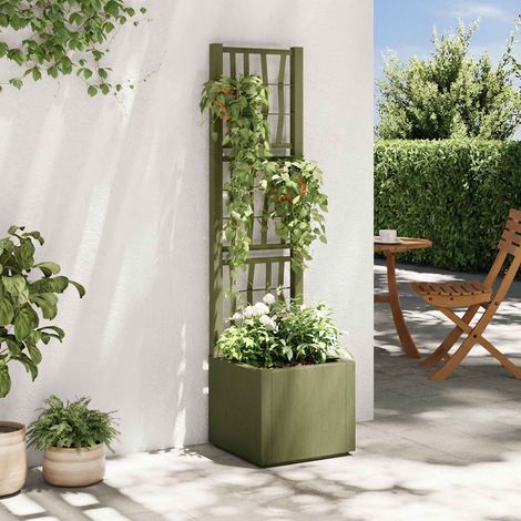 vidaXL Garden Planter with Trellis Green 36 x 36 x 140 cm PP