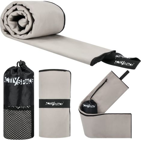 Schnelltrocknendes Mikrofaserhandtuch 130 x 75 cm, klein – grau