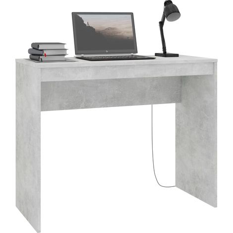 Bureau bois gris béton Studano 90cm (1/5)